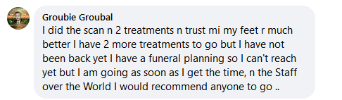 pain relief facebook comment
